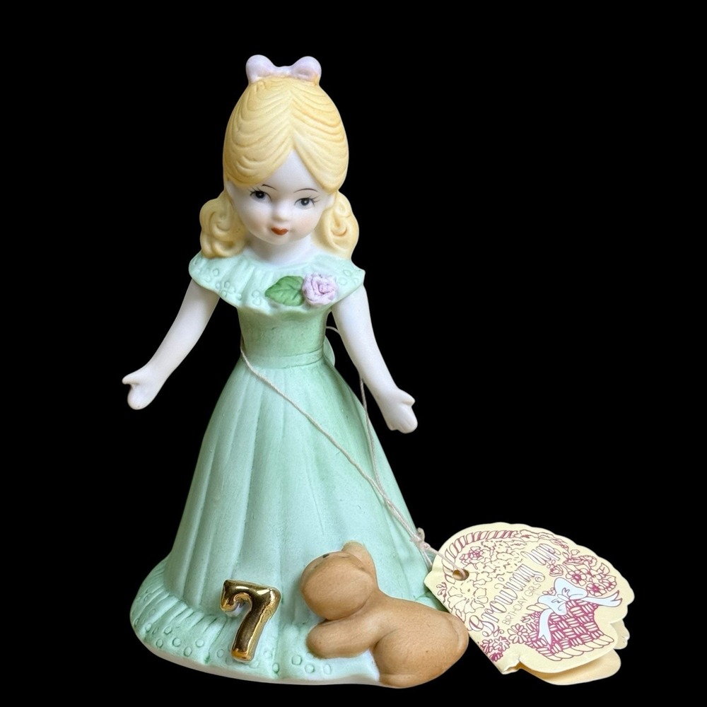 Enesco Growing Up‎ Birthday Girl Figurine Age 7 Blonde Hair Vintage 1981 4.5"